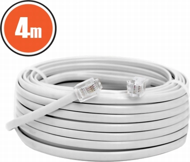 6P4C Telephone Cable, 4 m, White