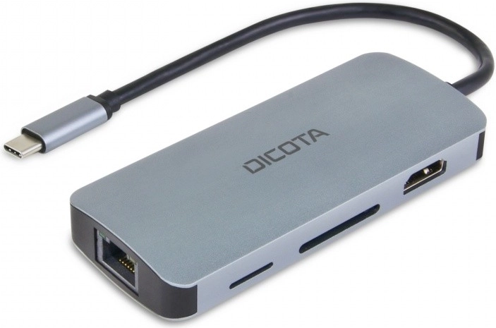 USB‑C 8в1 мулти хъб 4K с захранване PD 100 W DICOTA