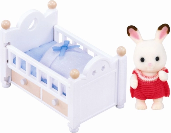 Chocolate Baby Bunny in Bed – baby figure with accessories