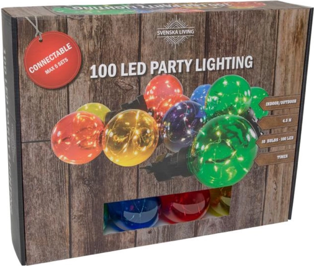 Парти осветление с 10 цветни топки с таймер, 100 LED, 4,5 м