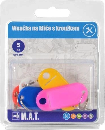 Етикети за ключове с халка, микс цветове (5 бр.)