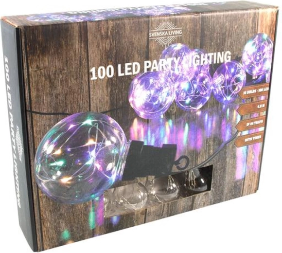 Парти осветление с дъгови топки, 100 LED, 4,5 м, с таймер