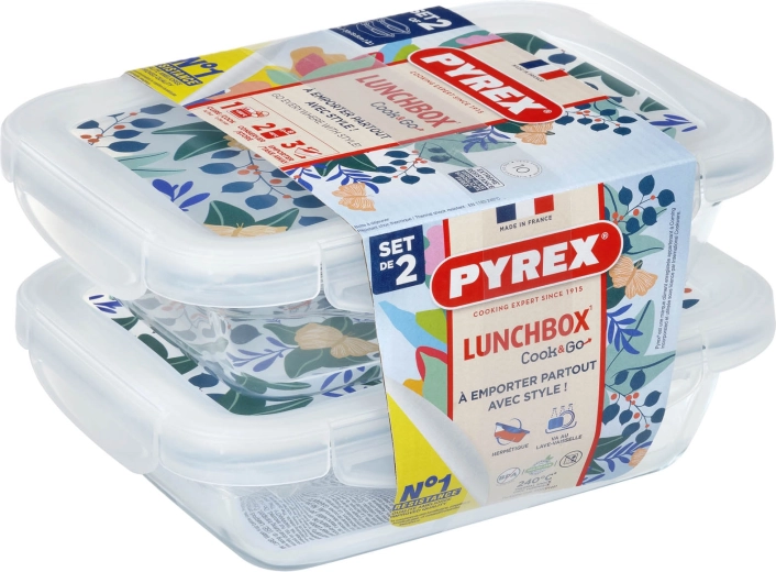 Комплект правоъгълни стъклени съдове PYREX 2 × 0,8 л