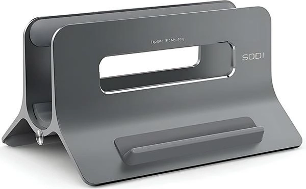 Гравитационна вертикална стойка за MacBook и лаптопи Sodi, сива