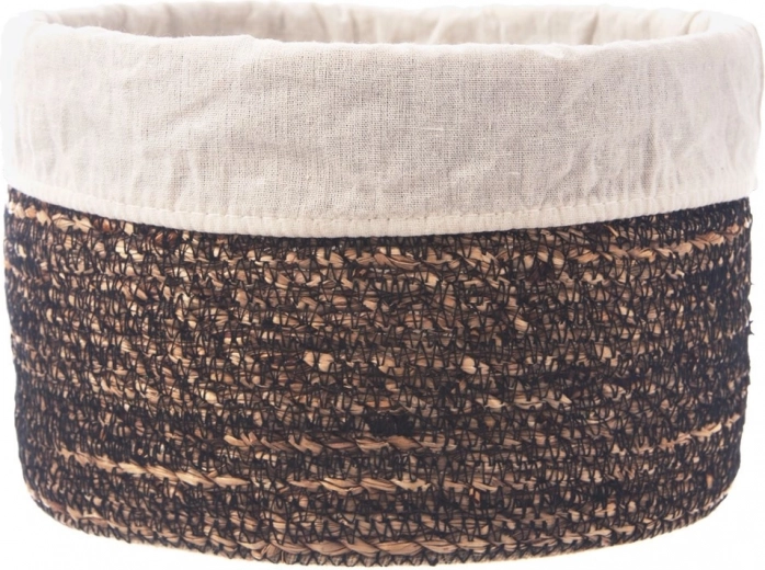 Handwoven storage basket with removable fabric liner 20 × 13 cm