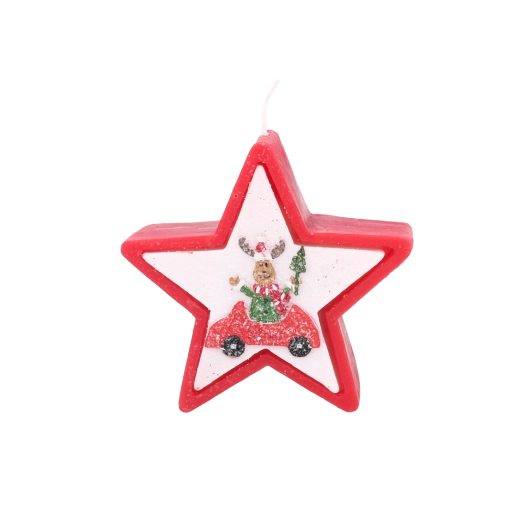 Коледна свещ във формата на звезда с елен в кола