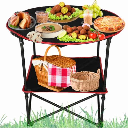 Folding camping table with case black