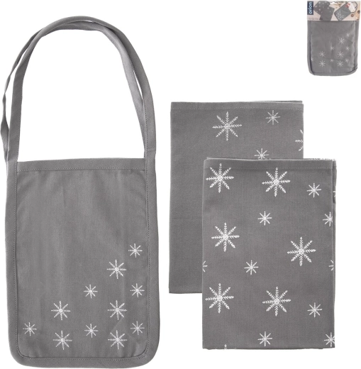 Cotton kitchen towels – snowflake (2 pcs) + bag