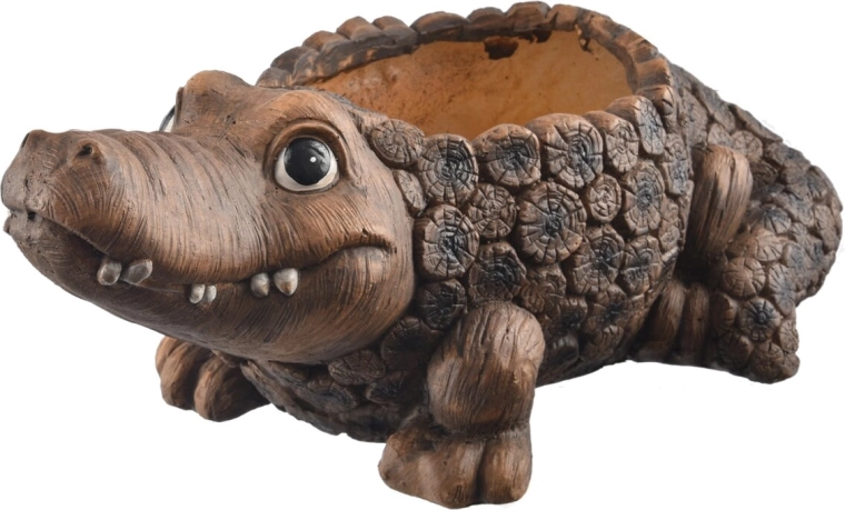 RONA crocodile-shaped planter with wood-look finish 51 × 28 × 21 cm
