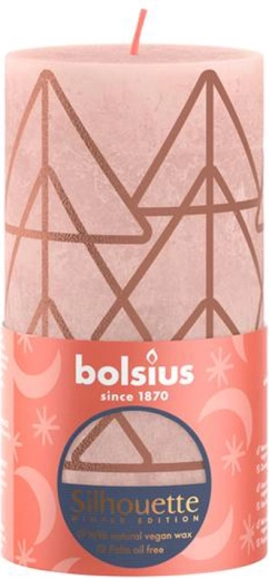 Rustic candle 130 × 68 mm pink/amber