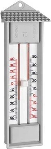 MIN-MAX Wall Thermometer with Button, 23 × 8 cm, Grey