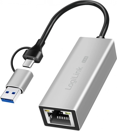 Адаптер USB‑A/USB‑C към 2,5G Ethernet, сив
