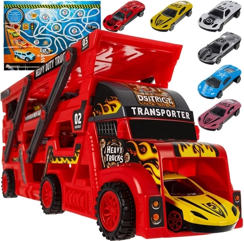 TIR truck with a launcher and 6 toy cars