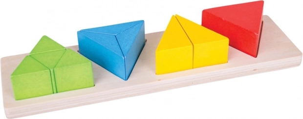 Bigjigs Toys дървен пъзел за вграждане – триъгълни дроби