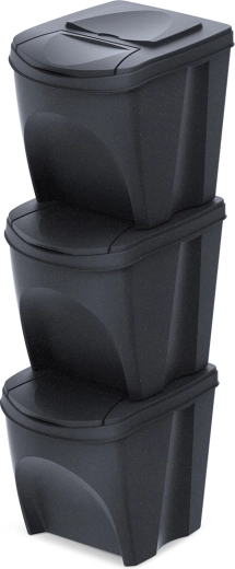 Set of 3 Sortibox Eco Wood sorting bins 3×25 L – anthracite