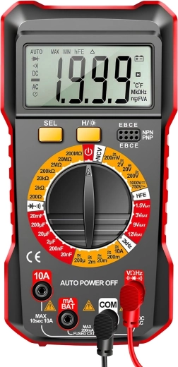Digital multimeter with automatic range and backlit LCD