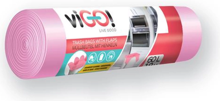 Trash bags with handles 60 L, strawberry scent, 18 pcs