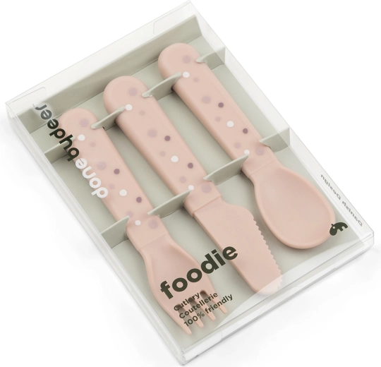 Done by Deer комплект прибори Foodie Happy dots розов