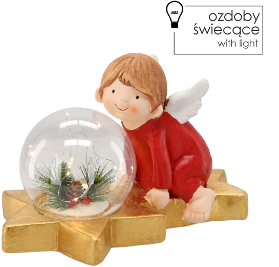 Christmas angel figurine with LED sphere 36.5 × 21.5 × 23.5 cm