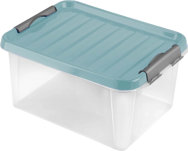 Plastic storage box with lid Heidrun Clip 14 l