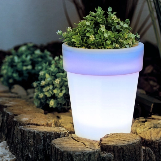 Solar Illuminated Flower Pot with 4 Cool White LEDs, 16.5 × 19 cm