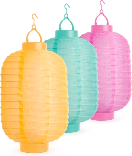 Solar lantern in 3 colors with cool white LED, 21 cm - 1 piece