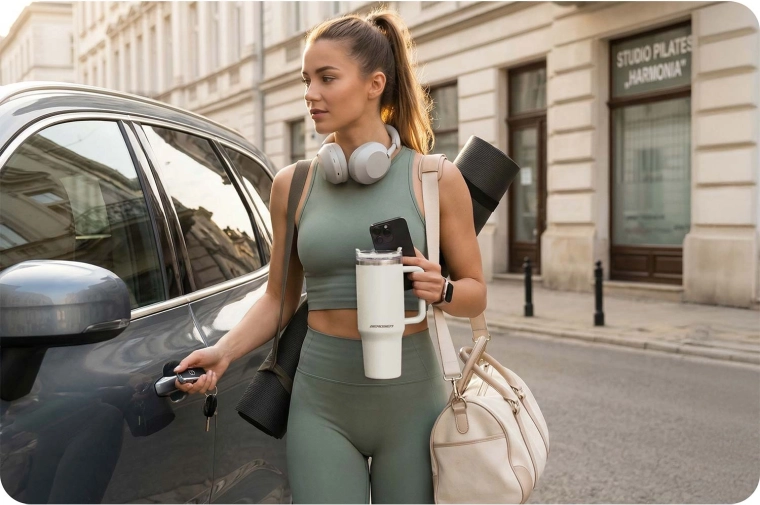 Made for travel: stable in a car cup holder