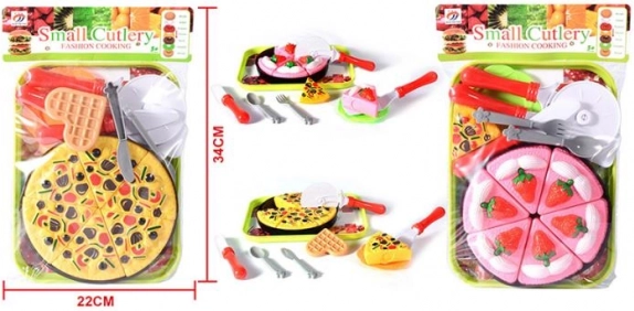 Plastic Play Food Set – Pizza and Cake