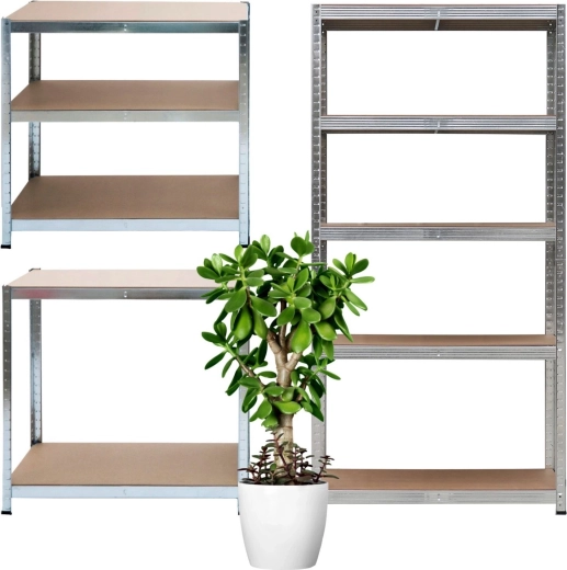 Metal storage shelving unit 2-in-1 with 5 shelves 150 × 75 × 30 cm