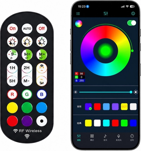 Control via app and remote control