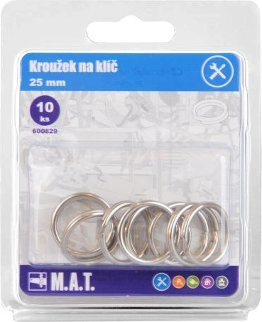 Metal key ring 25 mm, nickel – pack of 10 pcs