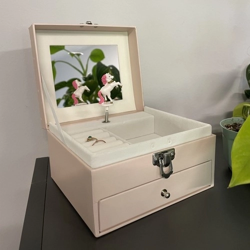 Music box with a rotating unicorn