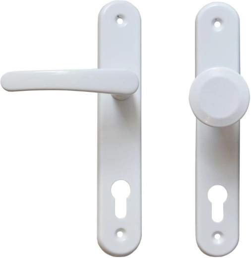 MICHAELA Door Hardware handle + fixed knob with cylinder 90 mm, white