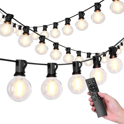Градински светлинен гирлянд 15 m, 25 LED крушки, 9 режима, външен IP44
