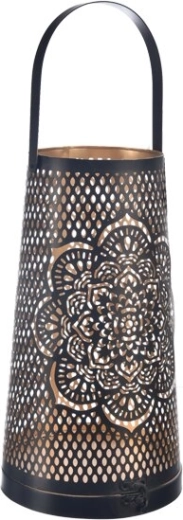 Metal Mandala Candle Holder Black/Gold 20 cm
