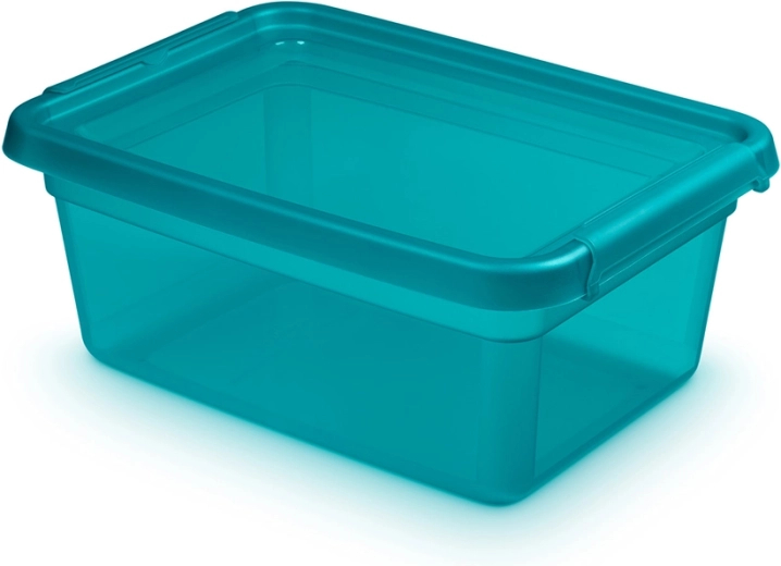 Basestore storage plastic box with lid and clips, Ocean 12.5 l (28 × 38 × 16 cm)