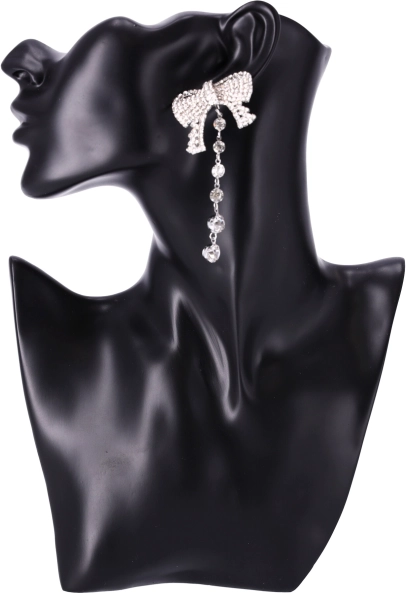 Long Earrings with Bow - Silver