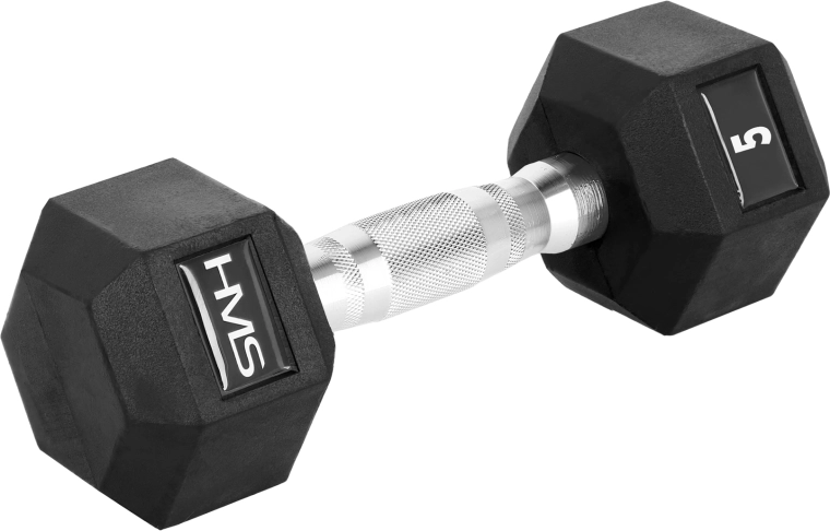 HMS шестоъгълна гумирана дъмбел HEX PRO 5 кг