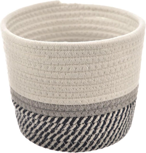 Small cotton storage basket, white-blue, 18 × 18 × 14 cm