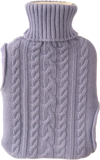 Hot water bottle with knitted cover, purple, 1.6 L