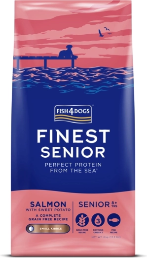 Kibble for small senior dogs with salmon and sweet potatoes FISH4DOGS Finest 6 kg