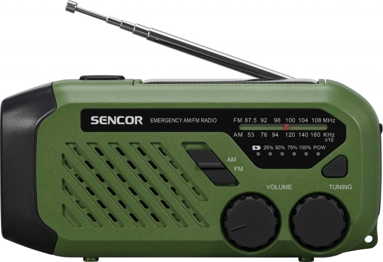 Преносимо аварийно AM/FM радио с LED фенер и соларно захранване