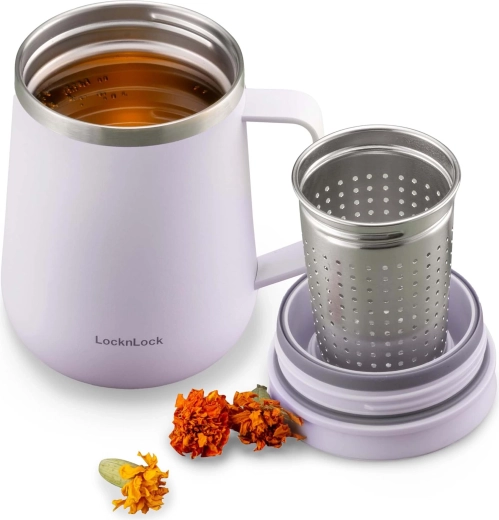 LocknLock Metro Tea thermal mug with handle 400 ml, light purple