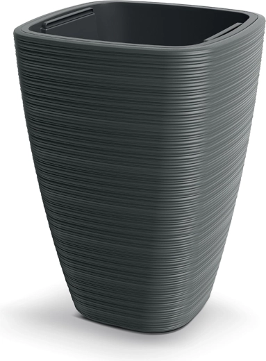 Vena Square Planter 28.9 cm dark grey with insert