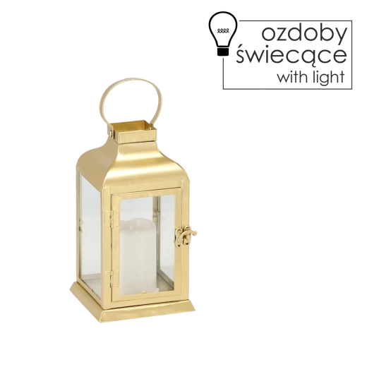 Златен метален LED фенер 22 см