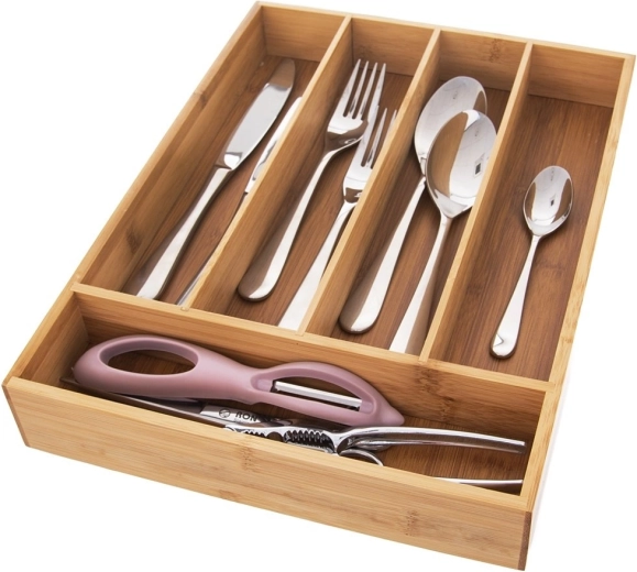 Bamboo cutlery drawer organizer 35 × 26 cm