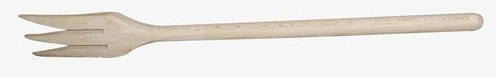 Curved kitchen fork with wooden handle 30 cm, 3 tines