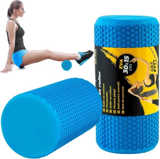 EVA foam massage roller, 30 × 15 cm, blue