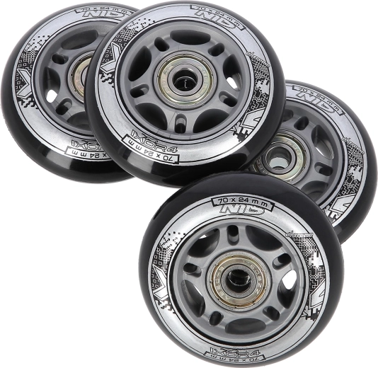 Комплект черни колелца 70 × 24 mm с лагери ABEC 9 NILS EXTREME