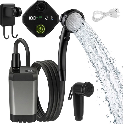 Portable battery-powered shower 6000 mAh TRIZAND with submersible pump and USB-C